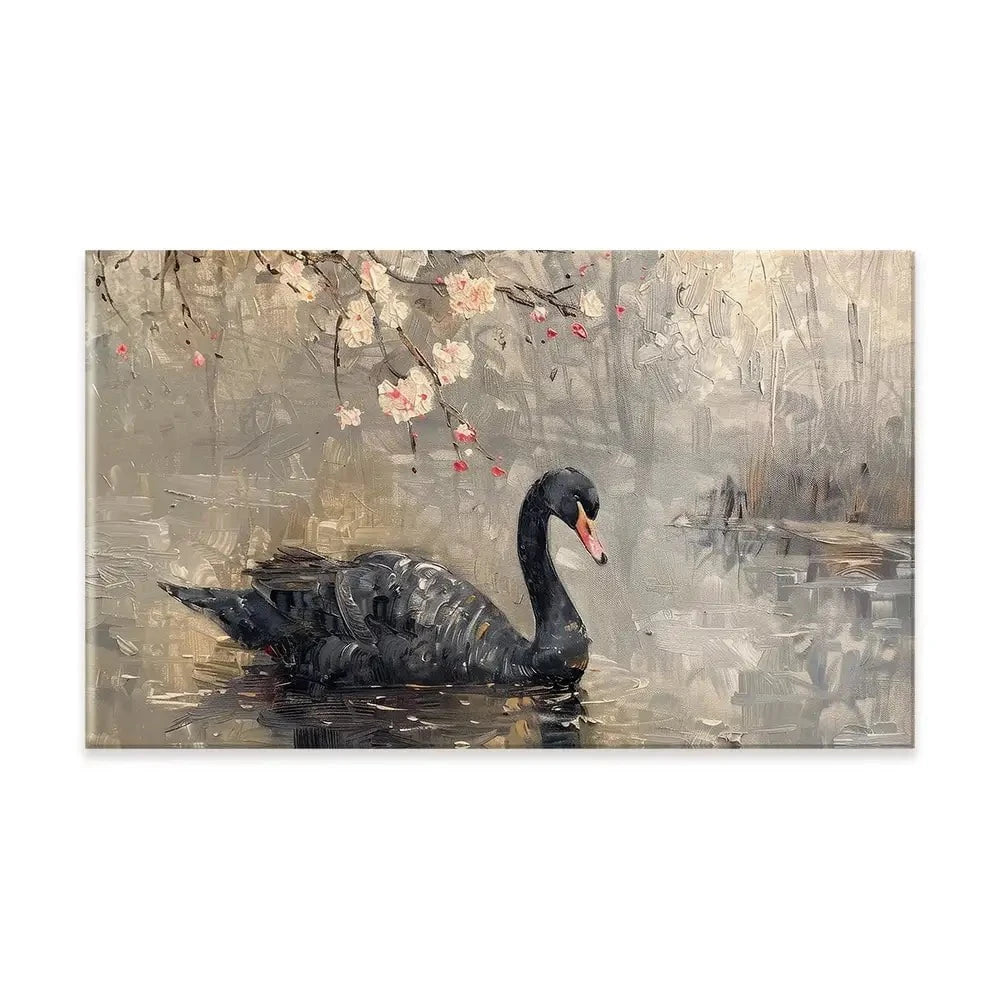 Black Swan On The Lake Canvas Print Black Swan On The Lake Canvas Print wall art product Arlington Prints - Independent