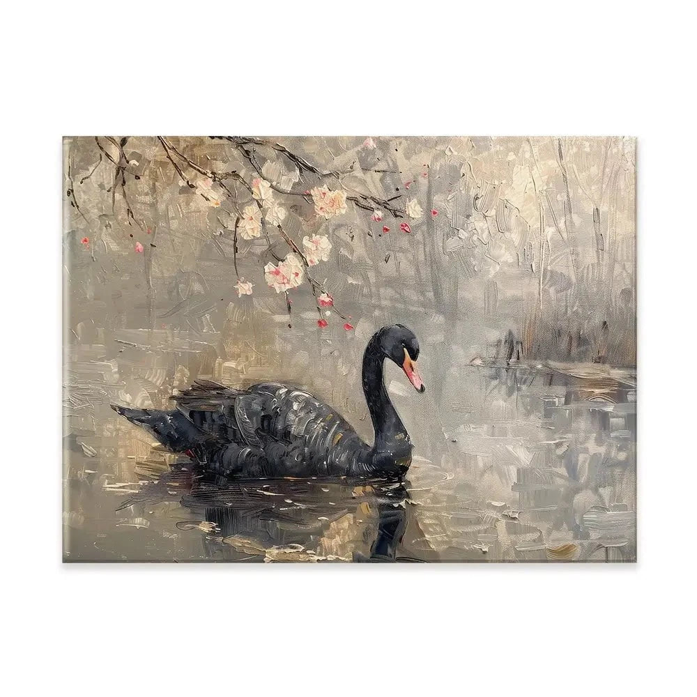 Black Swan On The Lake Canvas Print Black Swan On The Lake Canvas Print wall art product Arlington Prints - Independent