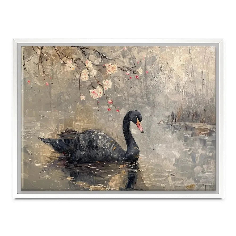 Black Swan On The Lake Canvas Print Black Swan On The Lake Canvas Print wall art product Arlington Prints - Independent