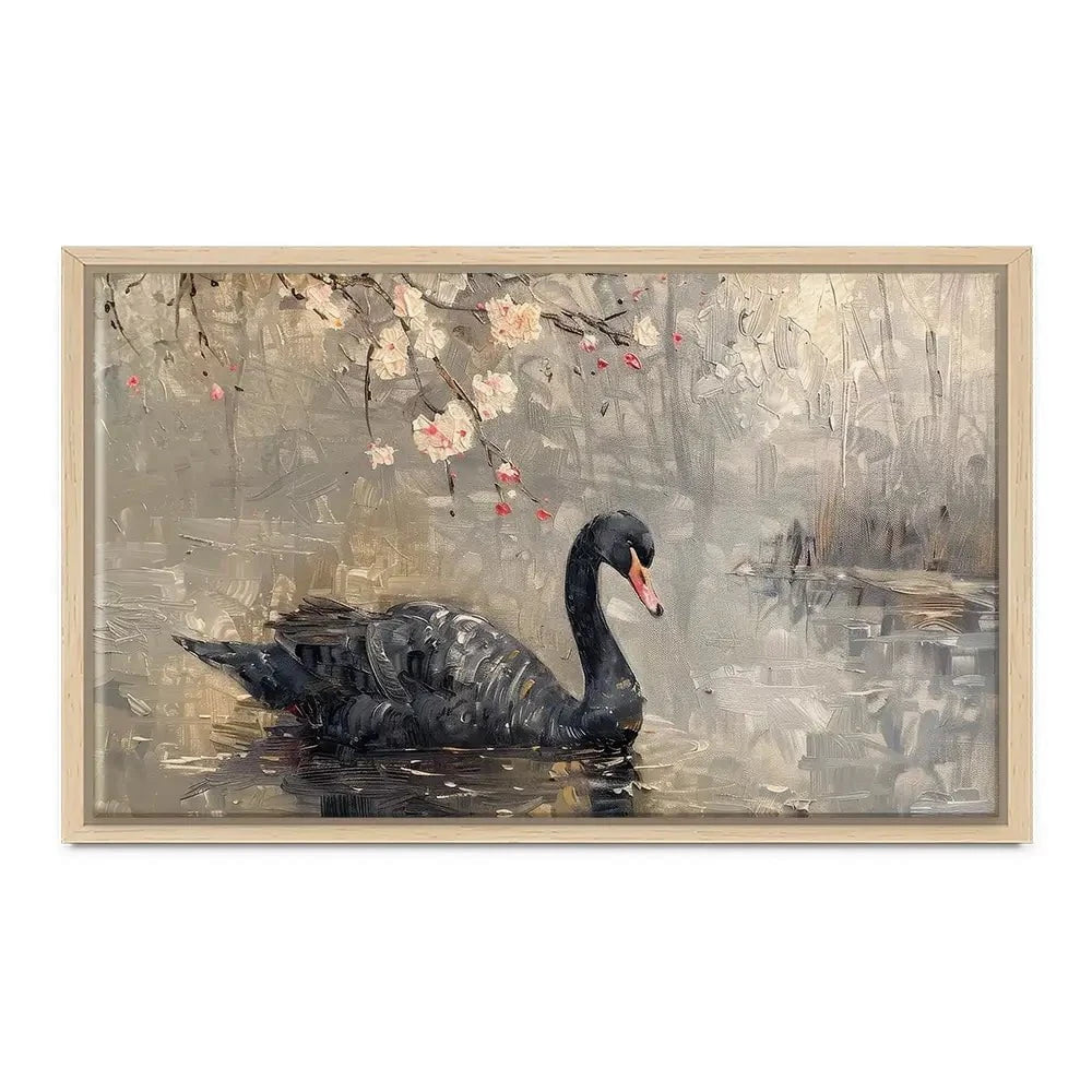 Black Swan On The Lake Canvas Print Black Swan On The Lake Canvas Print wall art product Arlington Prints - Independent