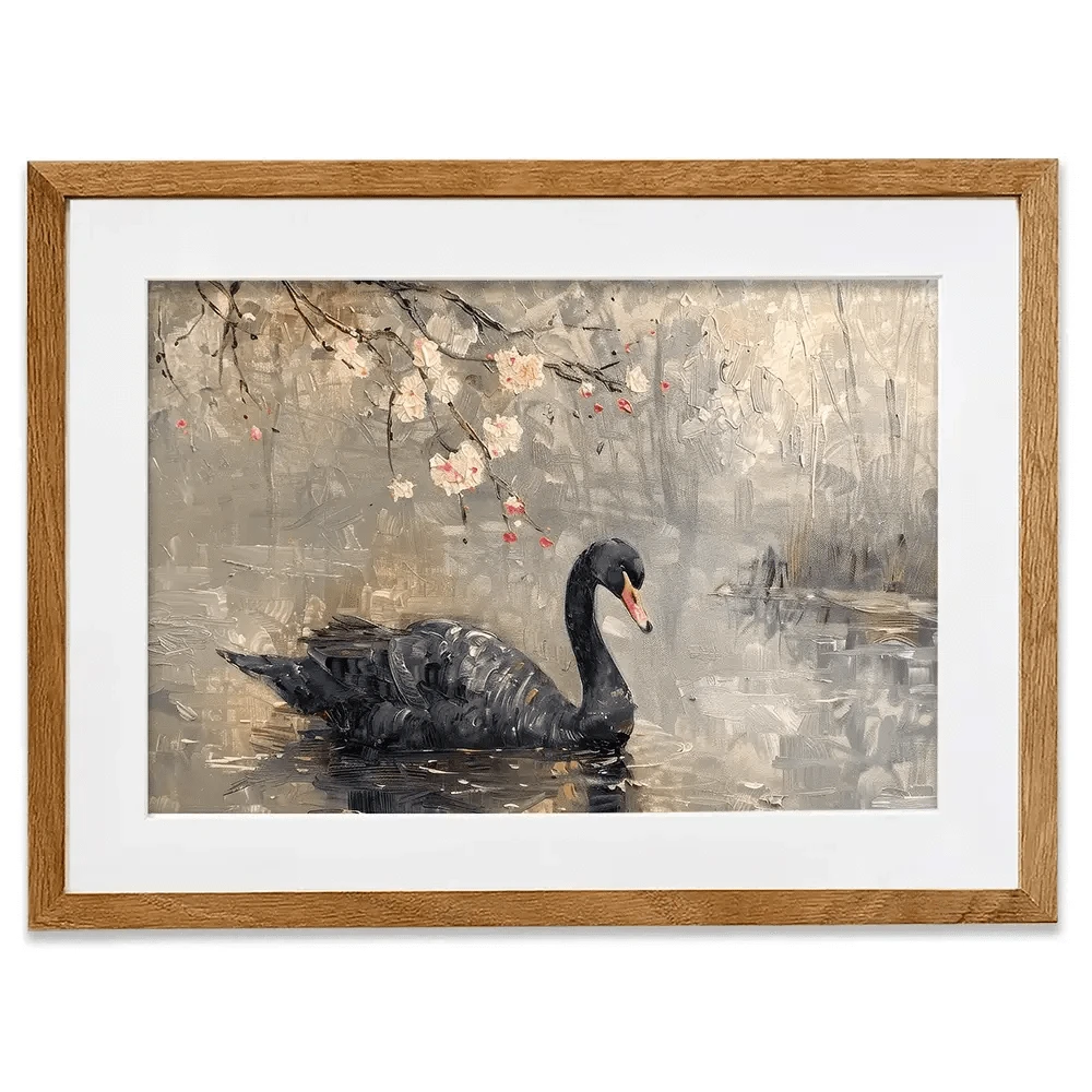 Black Swan On The Lake Framed Art Print Black Swan On The Lake Framed Art Print wall art product Arlington Prints - Independent