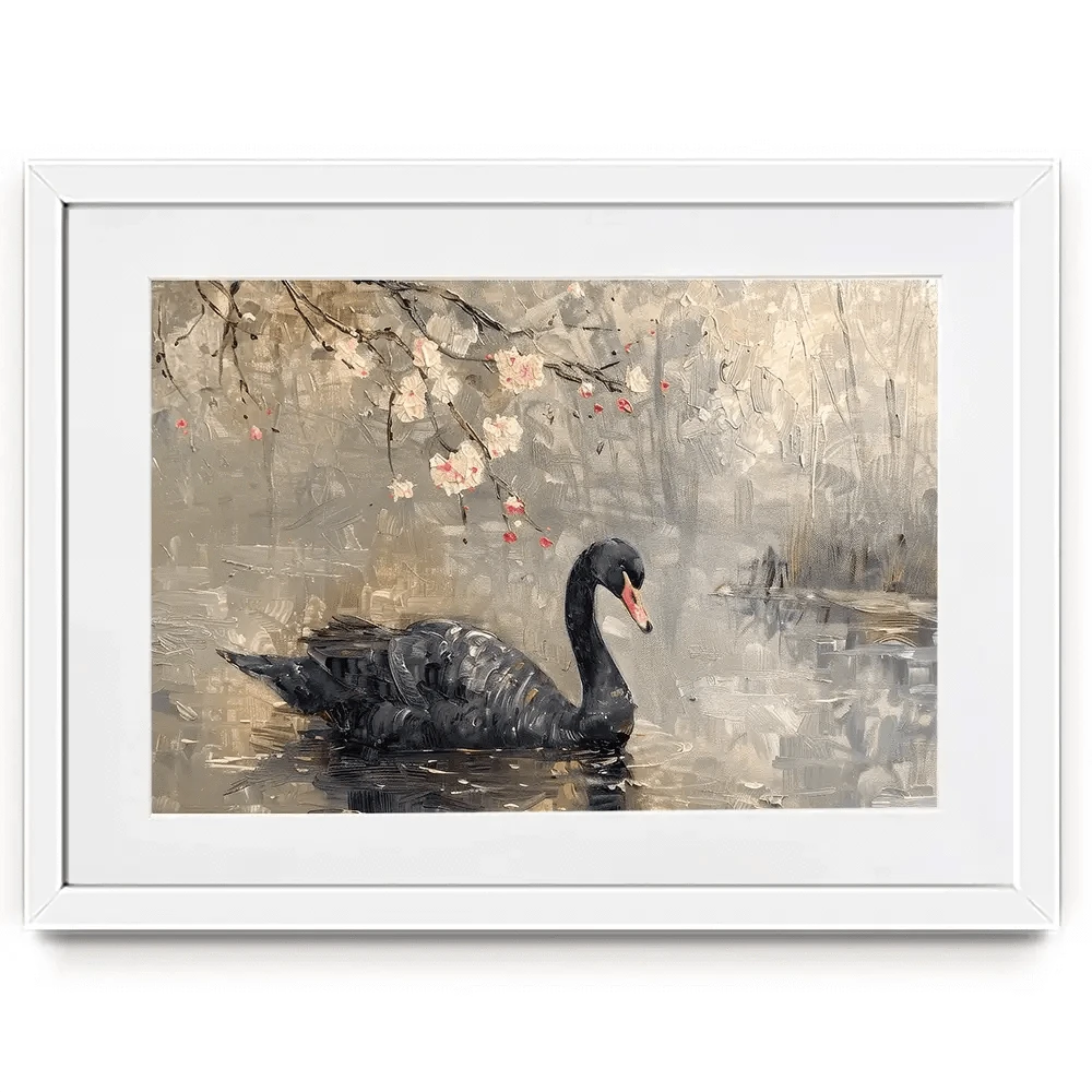 Black Swan On The Lake Framed Art Print Black Swan On The Lake Framed Art Print wall art product Arlington Prints - Independent