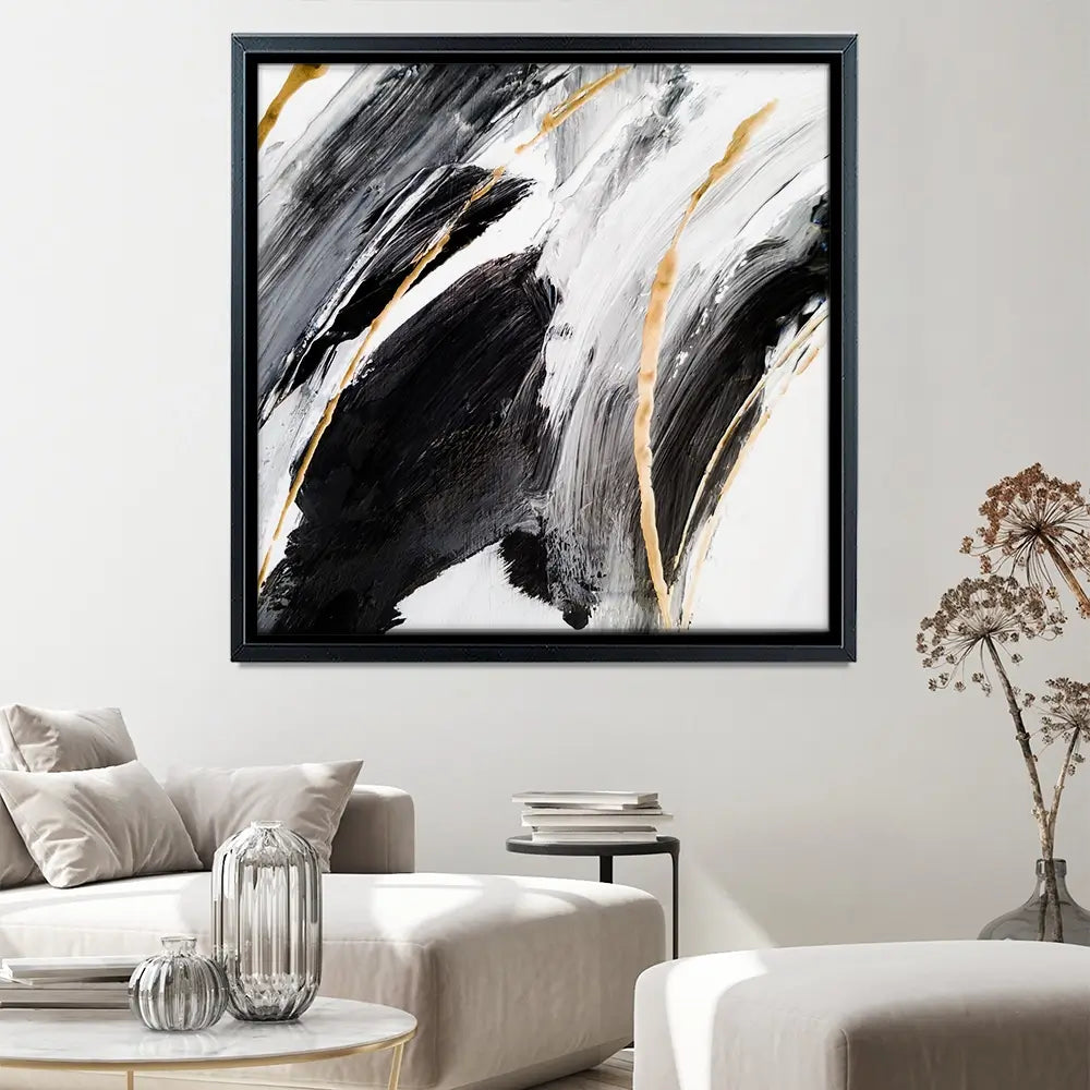 Black White And Grey Square Canvas Print Black White And Grey Square Canvas Print wall art product Adelina ART / Shutterstock