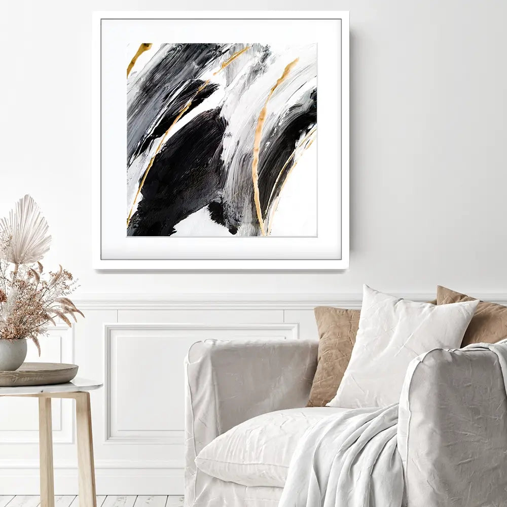 Black White And Grey Square Framed Art Print Black White And Grey Square Framed Art Print wall art product Adelina ART / Shutterstock