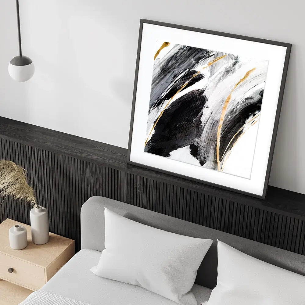 Black White And Grey Square Framed Art Print Black White And Grey Square Framed Art Print wall art product Adelina ART / Shutterstock