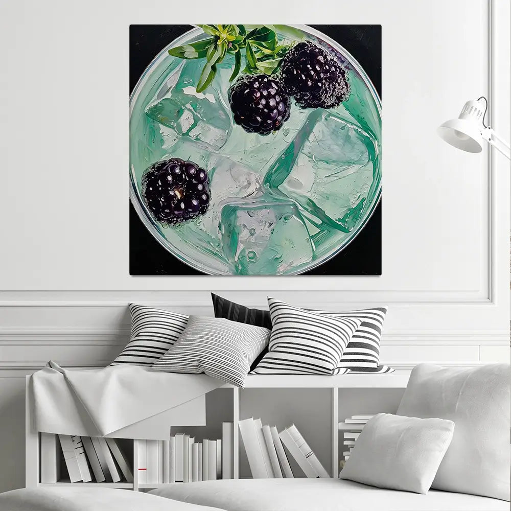 Blackberry And Elderflower Spritz Cocktail Square Canvas Print Blackberry And Elderflower Spritz Cocktail Square Canvas Print wall art product David Alexander Elder