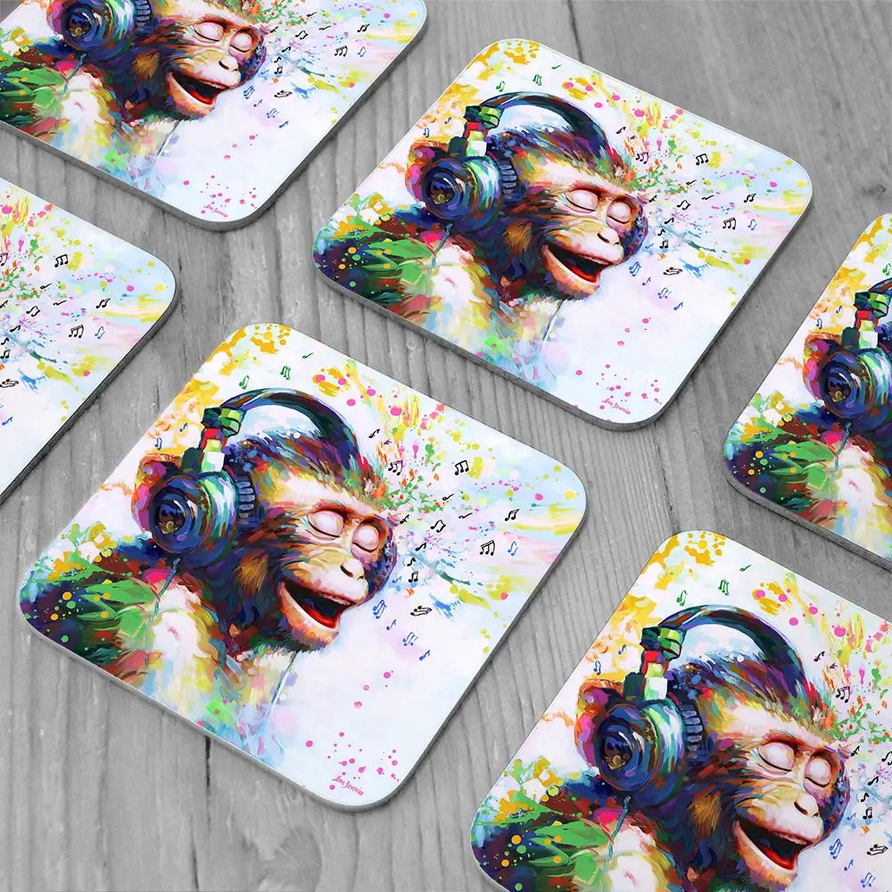 Blissful Beats Coaster Set Rainbow Soul Tree Coaster Set | Rainbow Soul Tree Art Coasters wall art product Leon Devenice