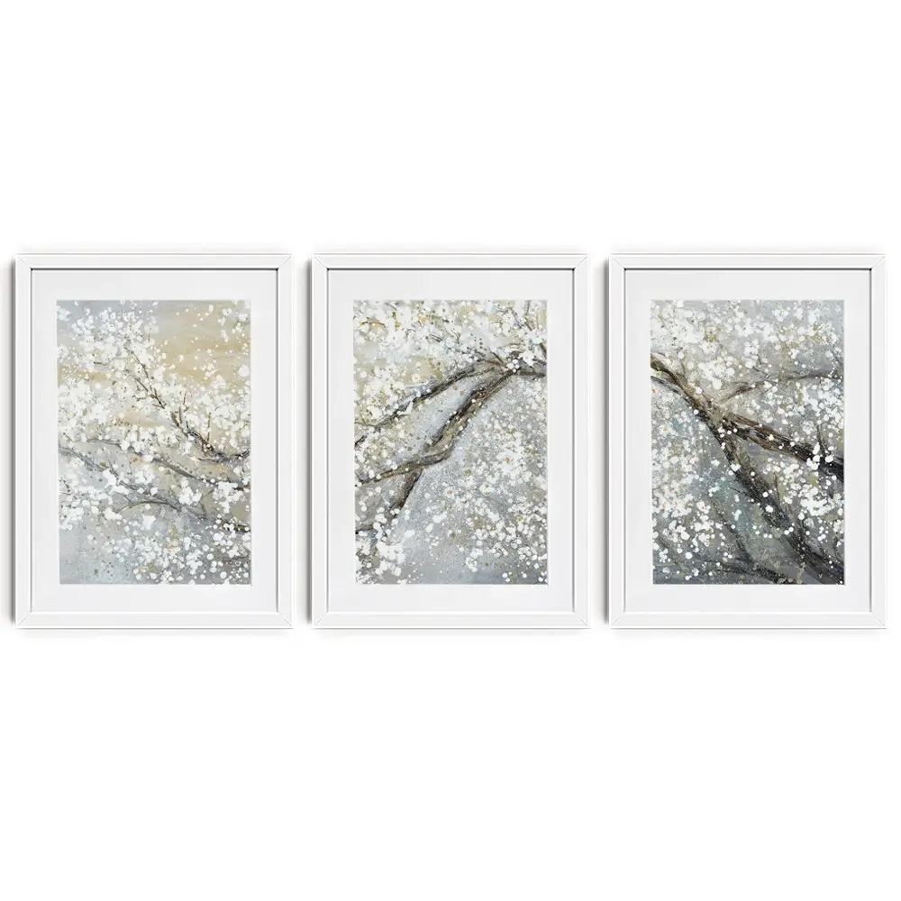 Blossoming In White Framed Art Print Trio Blossoming In White Framed Art Print Trio wall art product Art Print Shop