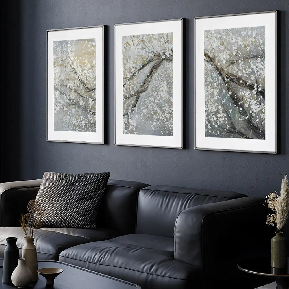 Blossoming In White Framed Art Print Trio Blossoming In White Framed Art Print Trio wall art product Art Print Shop