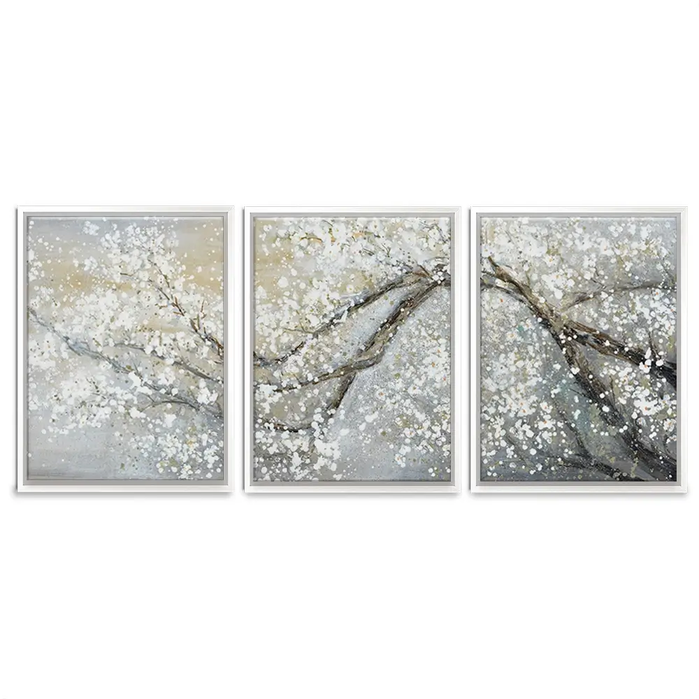 Blossoming In White Trio Canvas Print Blossoming In White Trio Canvas Print wall art product Art Print Shop