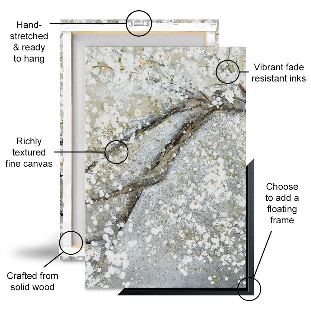 Blossoming In White Trio Canvas Print Blossoming In White Trio Canvas Print wall art product Art Print Shop