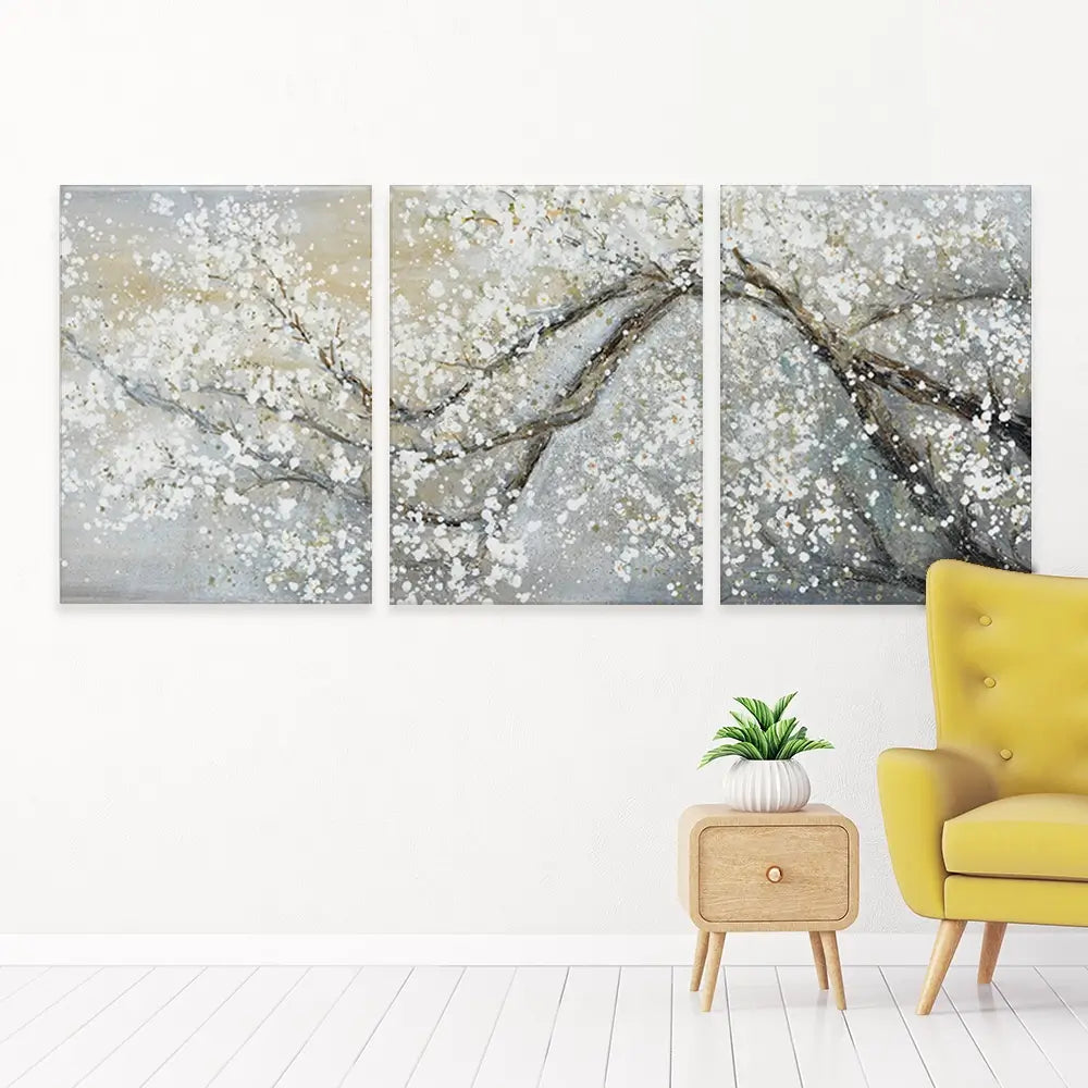 Blossoming In White Trio Canvas Print Blossoming In White Trio Canvas Print wall art product Art Print Shop