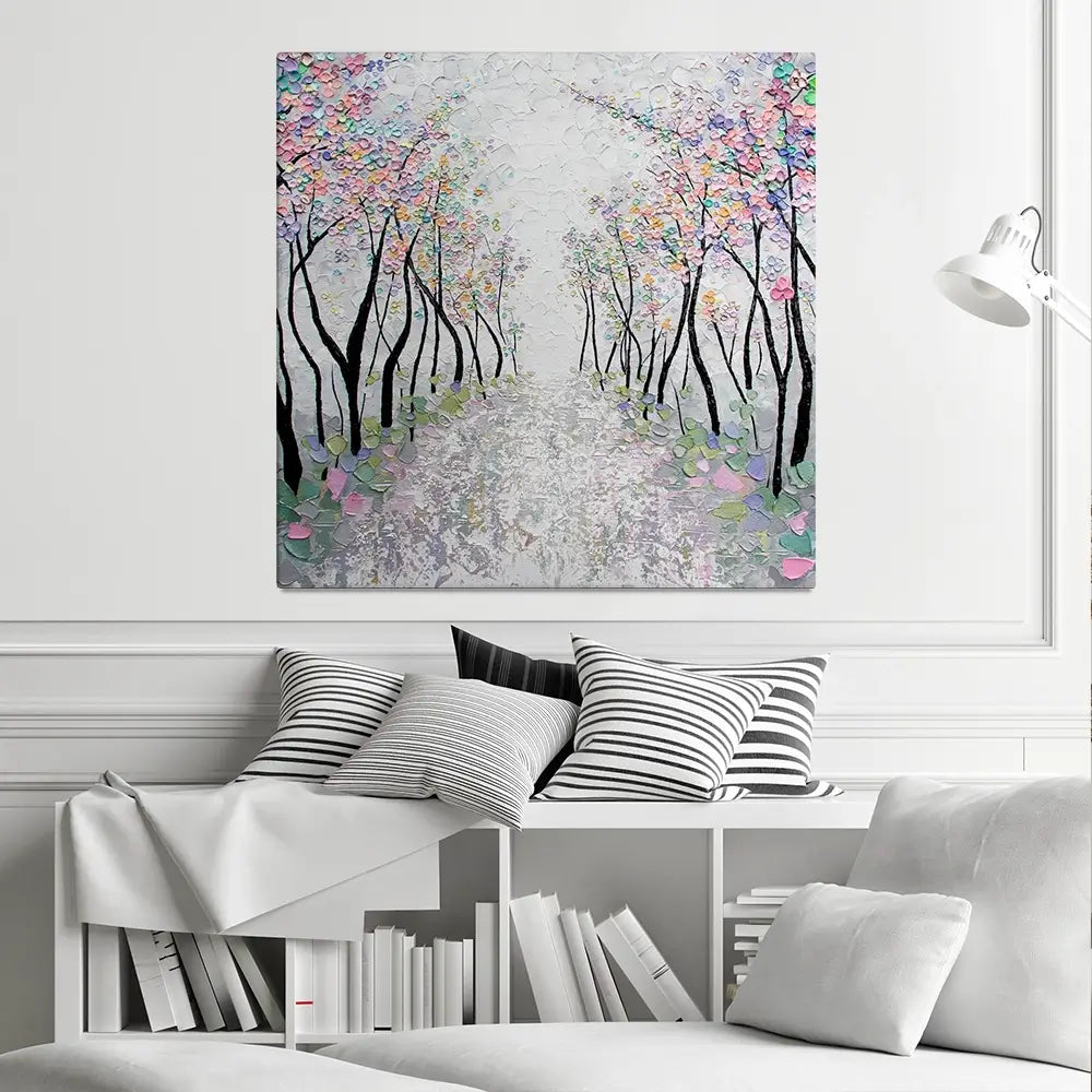 Blossoms In The Breeze Square Canvas Print Blossoms In The Breeze Square Canvas Print wall art product Nada Khatib