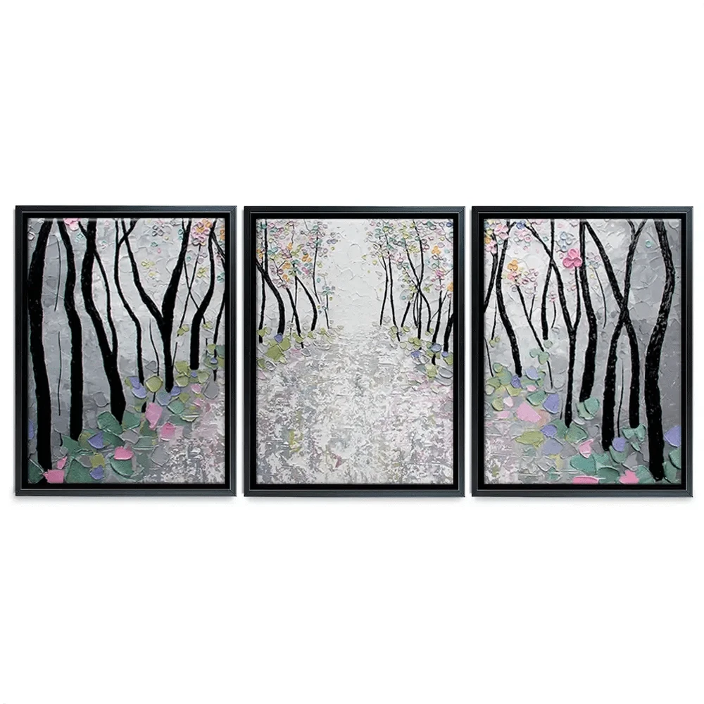 Blossoms In The Breeze Trio Canvas Print Blossoms In The Breeze Trio Canvas Print wall art product Nada Khatib