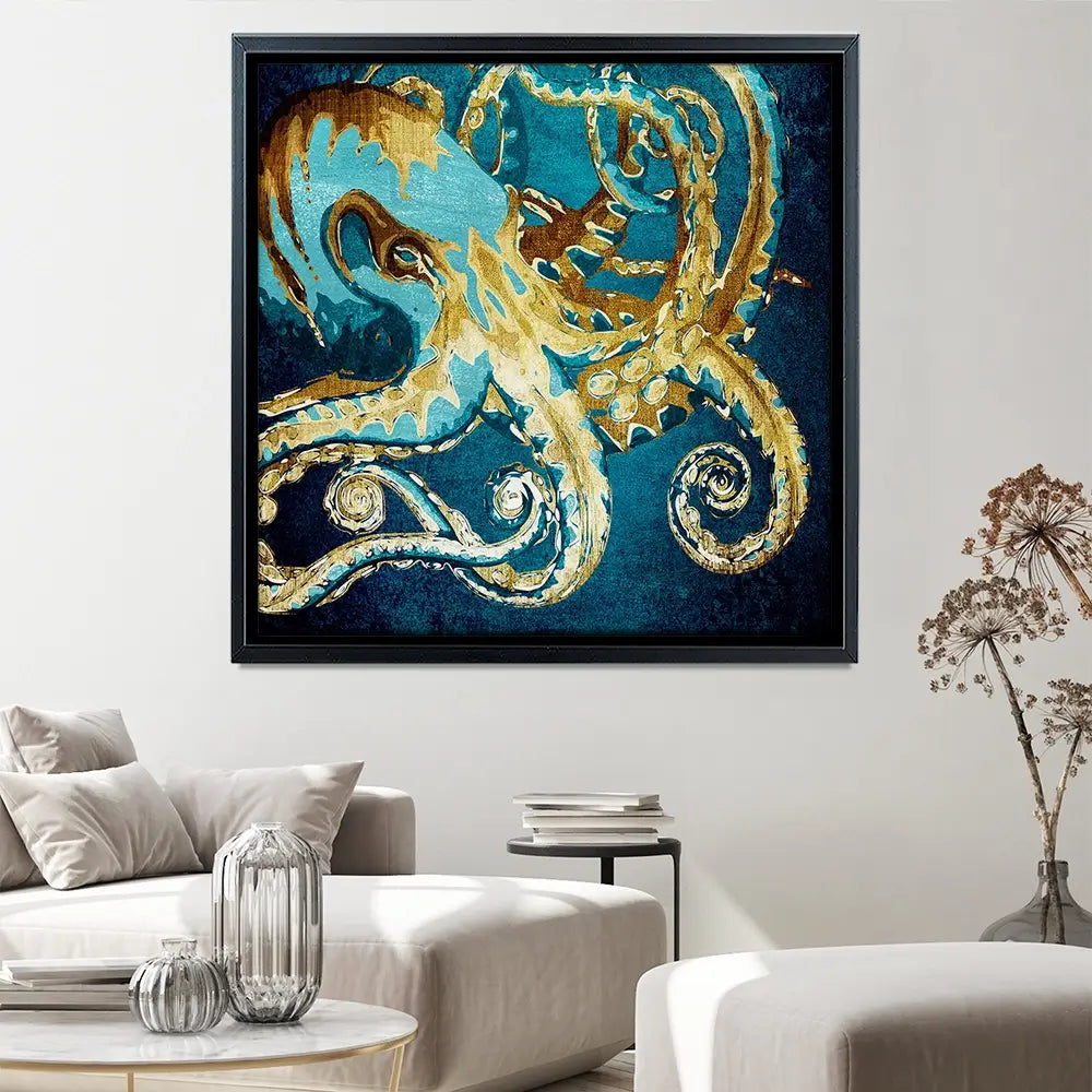 Blue And Gold Octopus Canvas Print Blue And Gold Octopus Canvas Print wall art product officeBBstudio / Shutterstock