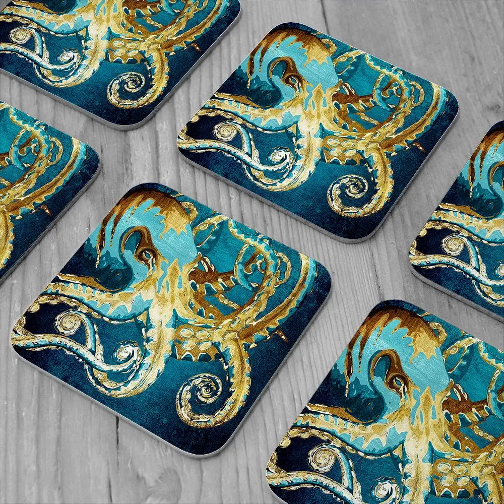 Blue And Gold Octopus Coaster Set Rainbow Soul Tree Coaster Set | Rainbow Soul Tree Art Coasters wall art product officeBBstudio / Shutterstock