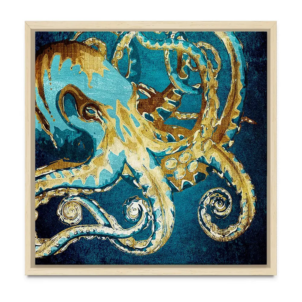Blue And Gold Octopus Oversized Square Canvas Print Blue And Gold Octopus Oversized Square Canvas Print wall art product officeBBstudio / Shutterstock