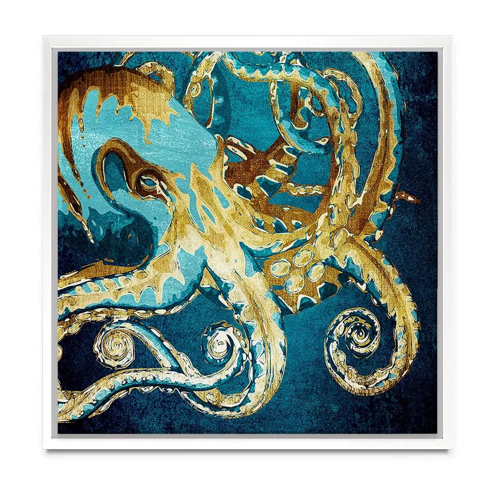 Blue And Gold Octopus Oversized Square Canvas Print Blue And Gold Octopus Oversized Square Canvas Print wall art product officeBBstudio / Shutterstock