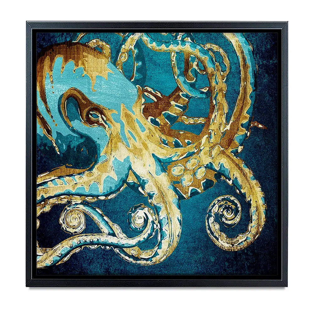 Blue And Gold Octopus Oversized Square Canvas Print Blue And Gold Octopus Oversized Square Canvas Print wall art product officeBBstudio / Shutterstock