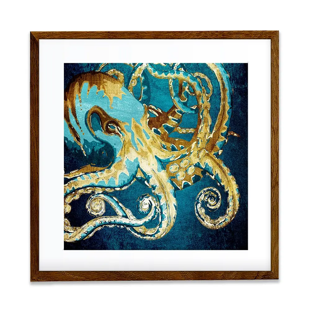 Blue And Gold Octopus Square Framed Art Print Blue And Gold Octopus Square Framed Art Print wall art product officeBBstudio / Shutterstock