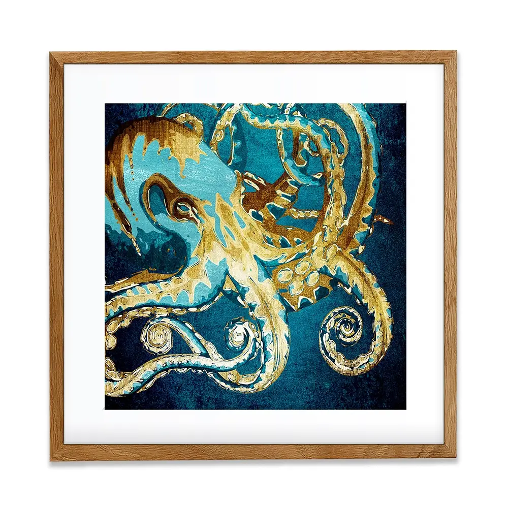 Blue And Gold Octopus Square Framed Art Print Blue And Gold Octopus Square Framed Art Print wall art product officeBBstudio / Shutterstock