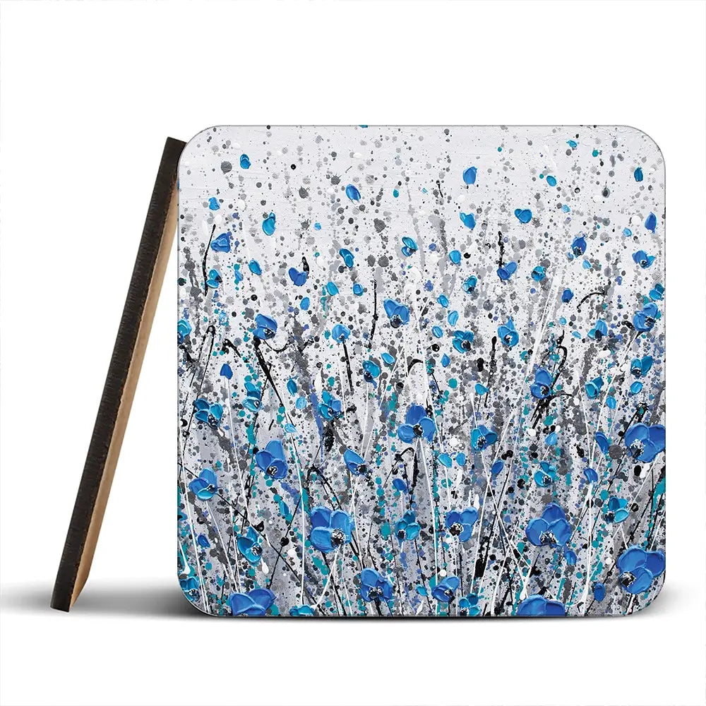 Blue And Grey Meadow Coaster Set Rainbow Soul Tree Coaster Set | Rainbow Soul Tree Art Coasters wall art product Olga Tkachyk