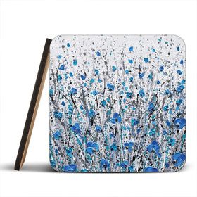 Blue And Grey Meadow Coaster Set Rainbow Soul Tree Coaster Set | Rainbow Soul Tree Art Coasters wall art product Olga Tkachyk