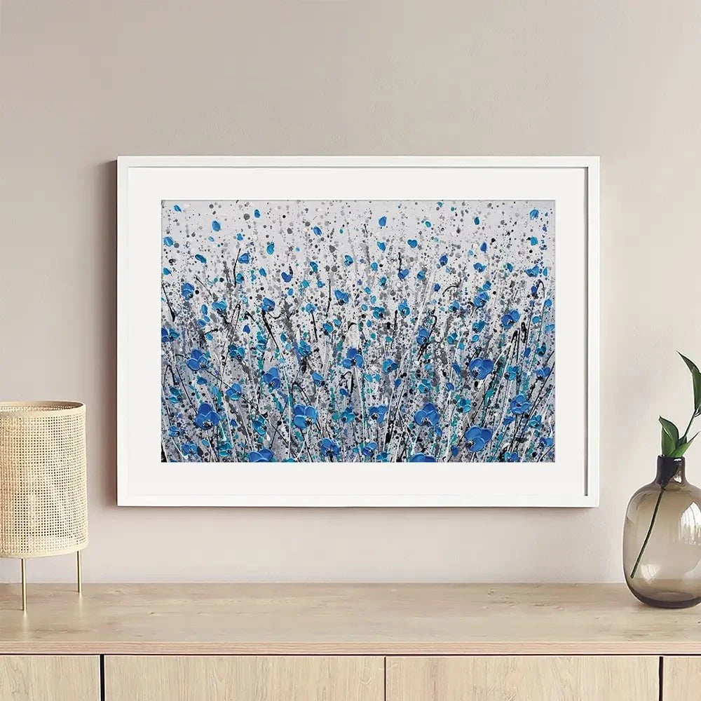 Blue And Grey Meadow Framed Art Print Blue And Grey Meadow Framed Art Print wall art product Olga Tkachyk