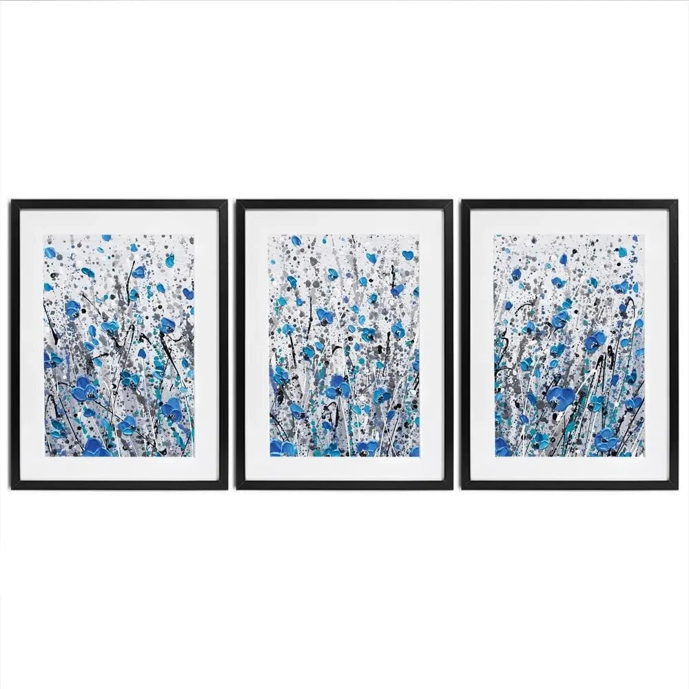 Blue And Grey Meadow Framed Art Print Trio Blue And Grey Meadow Framed Art Print Trio wall art product Olga Tkachyk