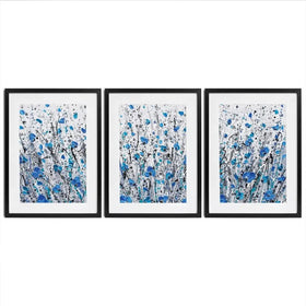 Blue And Grey Meadow Framed Art Print Trio Blue And Grey Meadow Framed Art Print Trio wall art product Olga Tkachyk