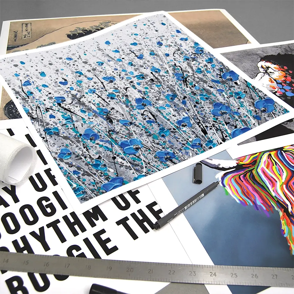 Blue And Grey Meadow Square Art Print Blue And Grey Meadow Square Art Print wall art product Olga Tkachyk