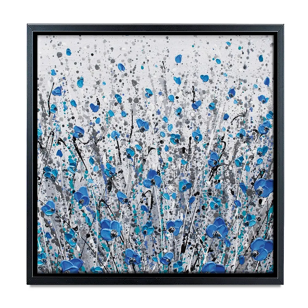 Blue And Grey Meadow Square Canvas Print Blue And Grey Meadow Square Canvas Print wall art product Olga Tkachyk