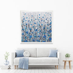 Blue And Grey Meadow Square Canvas Print wall art product Olga Tkachyk