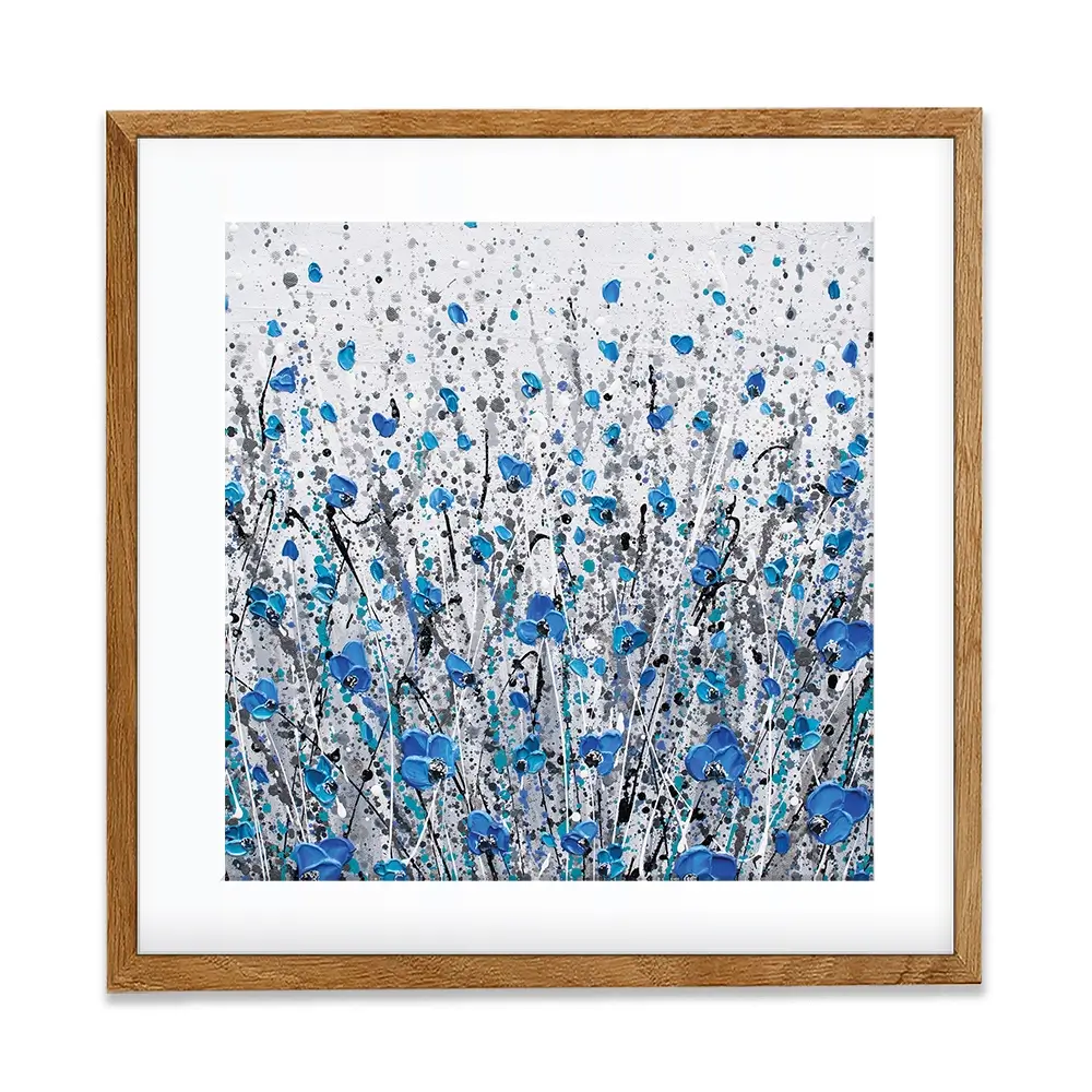 Blue And Grey Meadow Square Framed Art Print Blue And Grey Meadow Square Framed Art Print wall art product Olga Tkachyk