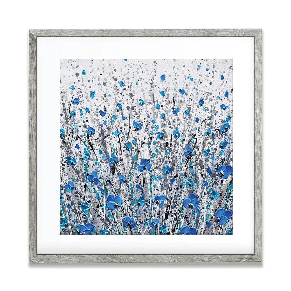 Blue And Grey Meadow Square Framed Art Print Blue And Grey Meadow Square Framed Art Print wall art product Olga Tkachyk
