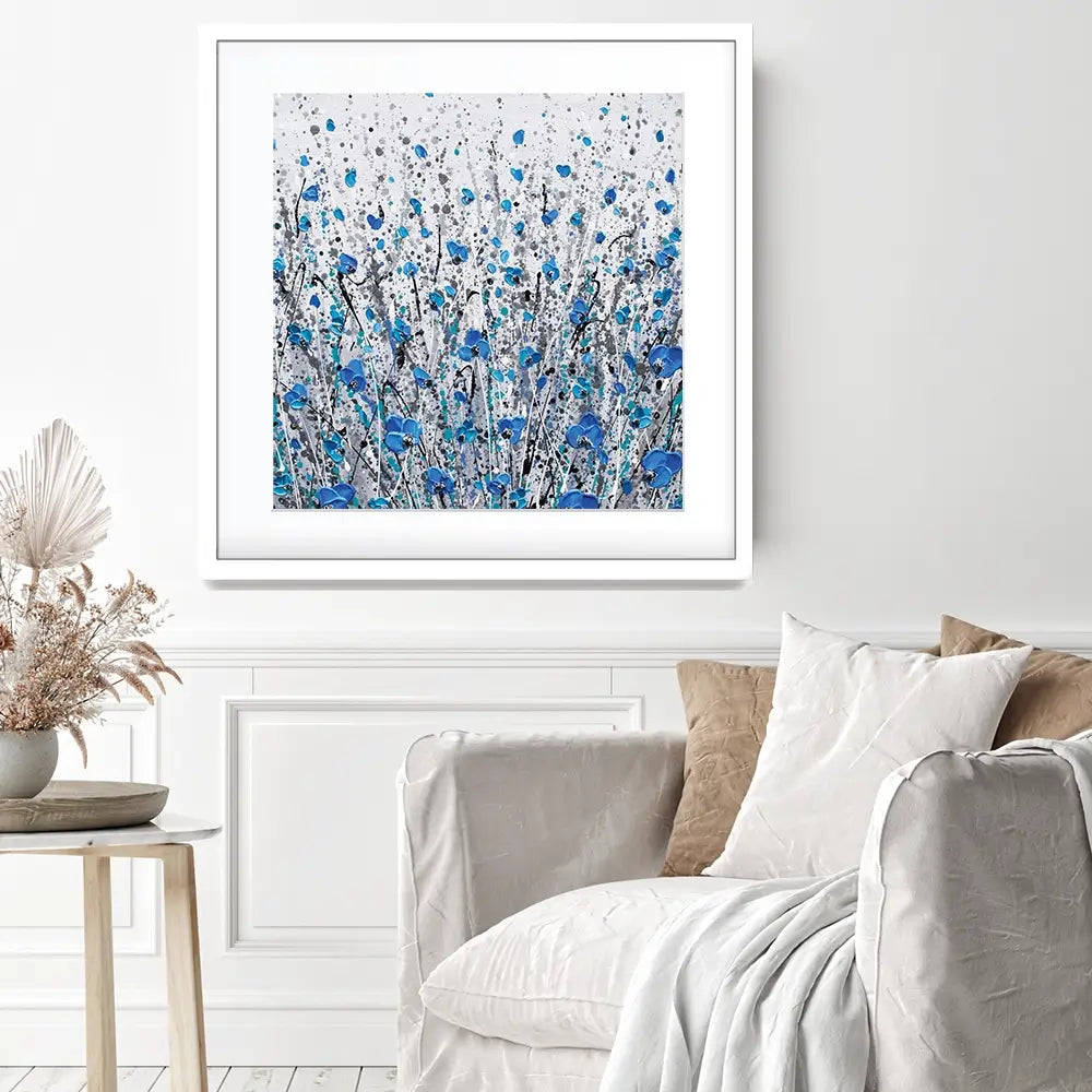 Blue And Grey Meadow Square Framed Art Print Blue And Grey Meadow Square Framed Art Print wall art product Olga Tkachyk