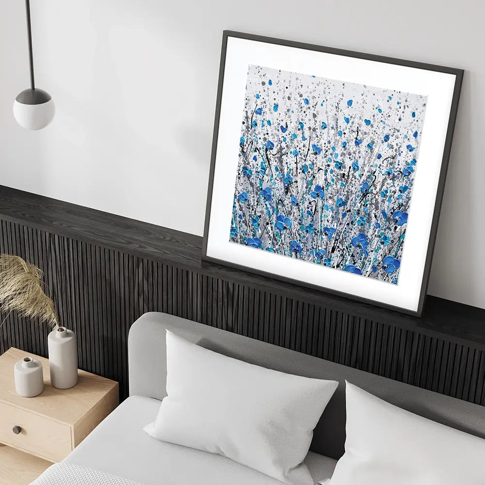 Blue And Grey Meadow Square Framed Art Print Blue And Grey Meadow Square Framed Art Print wall art product Olga Tkachyk
