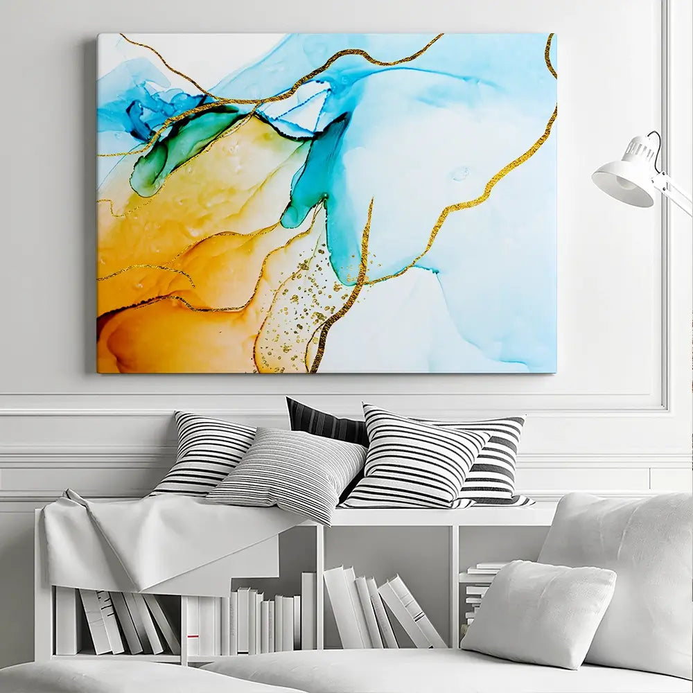 Blue And Orange Abstract Canvas Print Blue And Orange Abstract Canvas Print wall art product CARACOLLA / Shutterstock
