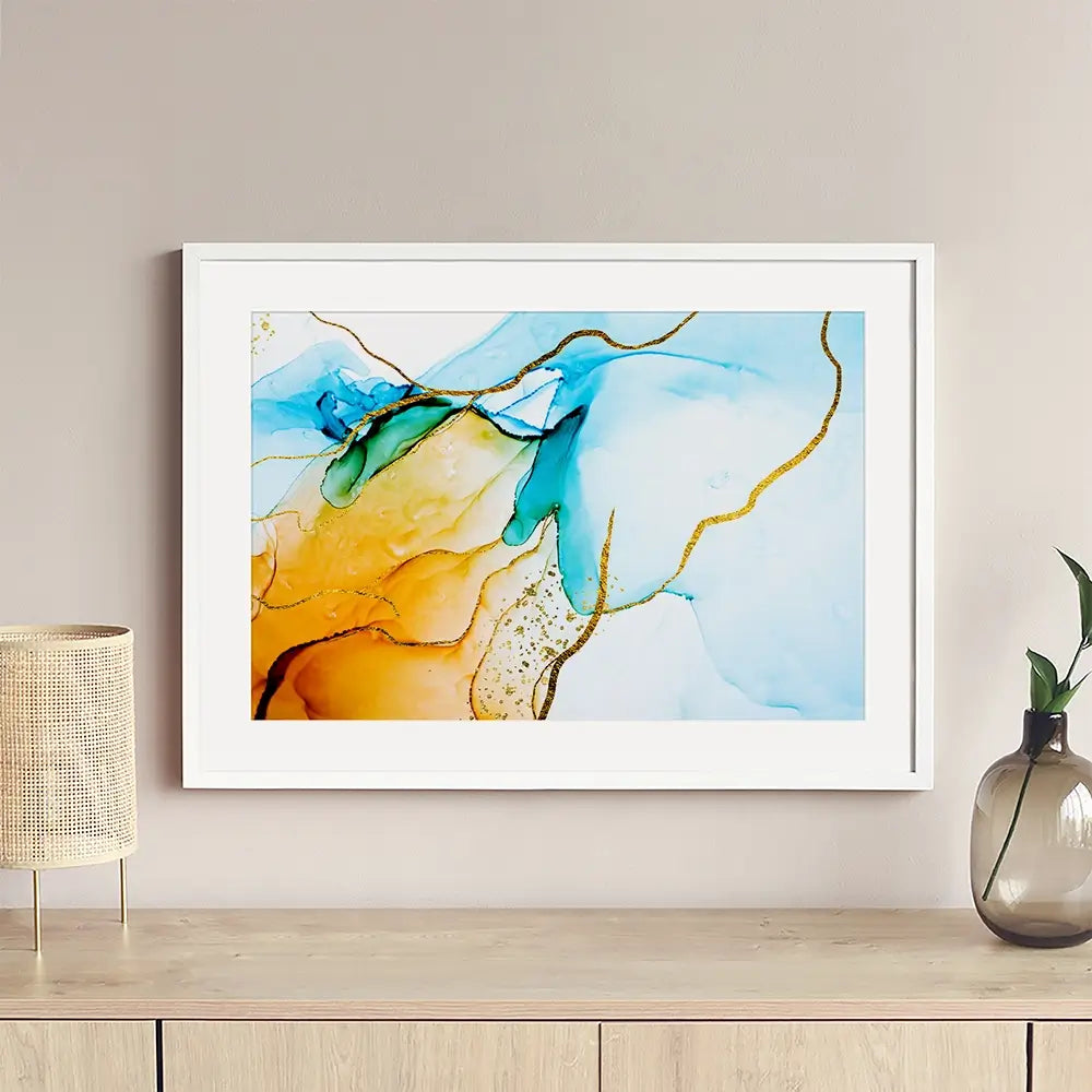 Blue And Orange Abstract Framed Art Print Blue And Orange Abstract Framed Art Print wall art product CARACOLLA / Shutterstock