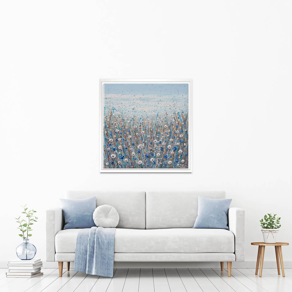 Blue And White Flowers Square Canvas Print Blue And White Flowers Square Canvas Print wall art product Olga Tkachyk