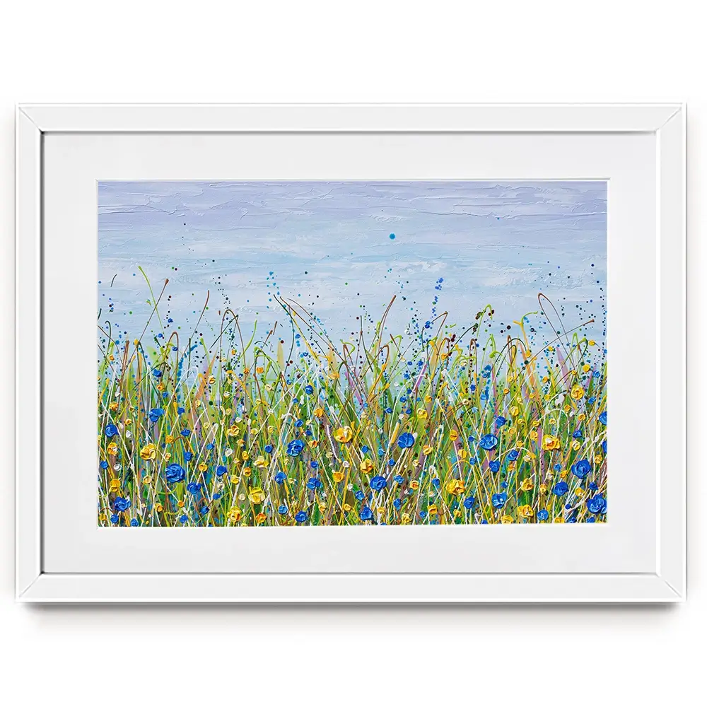 Blue And Yellow Wildflowers Framed Art Print Blue And Yellow Wildflowers Framed Art Print wall art product Olga Tkachyk