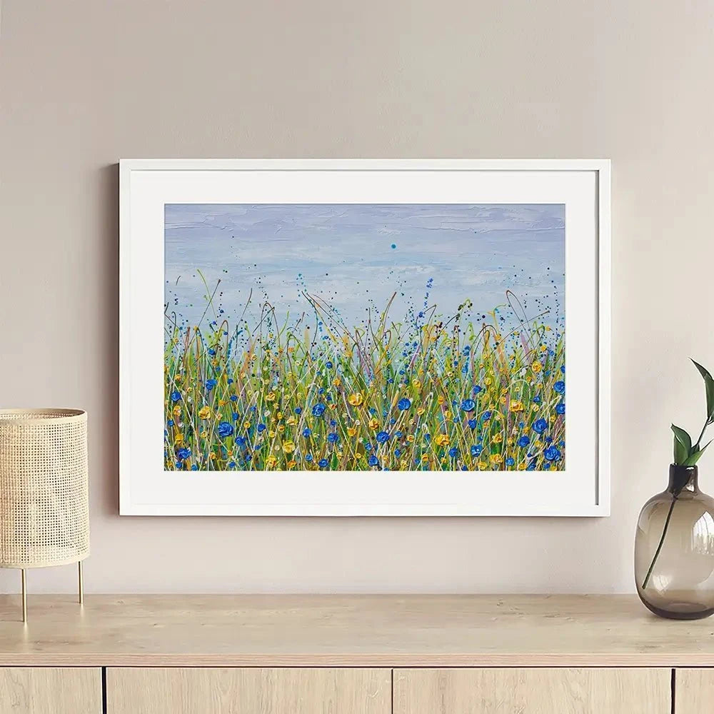 Blue And Yellow Wildflowers Framed Art Print Blue And Yellow Wildflowers Framed Art Print wall art product Olga Tkachyk