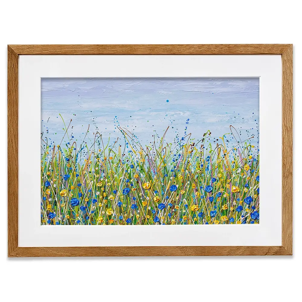 Blue And Yellow Wildflowers Framed Art Print Blue And Yellow Wildflowers Framed Art Print wall art product Olga Tkachyk