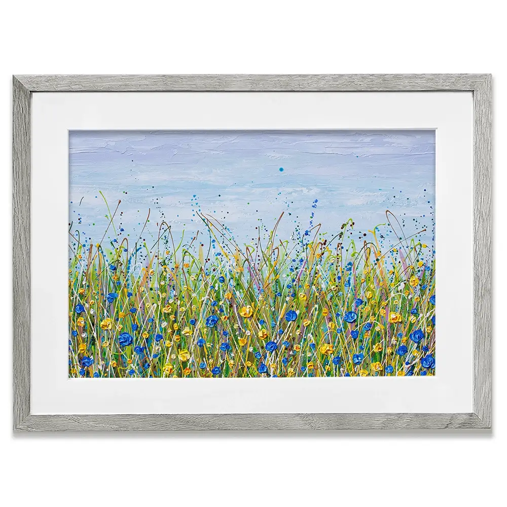 Blue And Yellow Wildflowers Framed Art Print Blue And Yellow Wildflowers Framed Art Print wall art product Olga Tkachyk