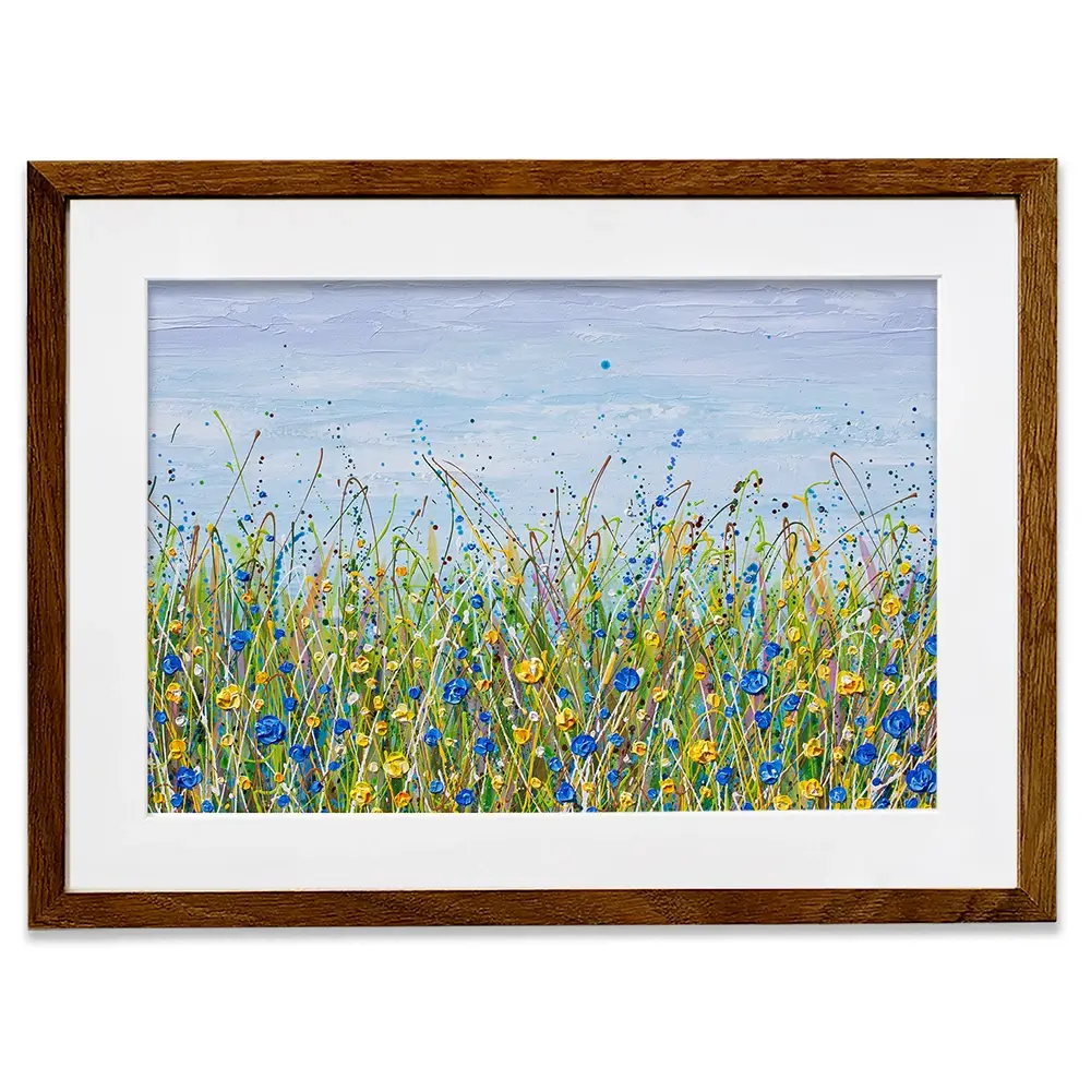Blue And Yellow Wildflowers Framed Art Print Blue And Yellow Wildflowers Framed Art Print wall art product Olga Tkachyk