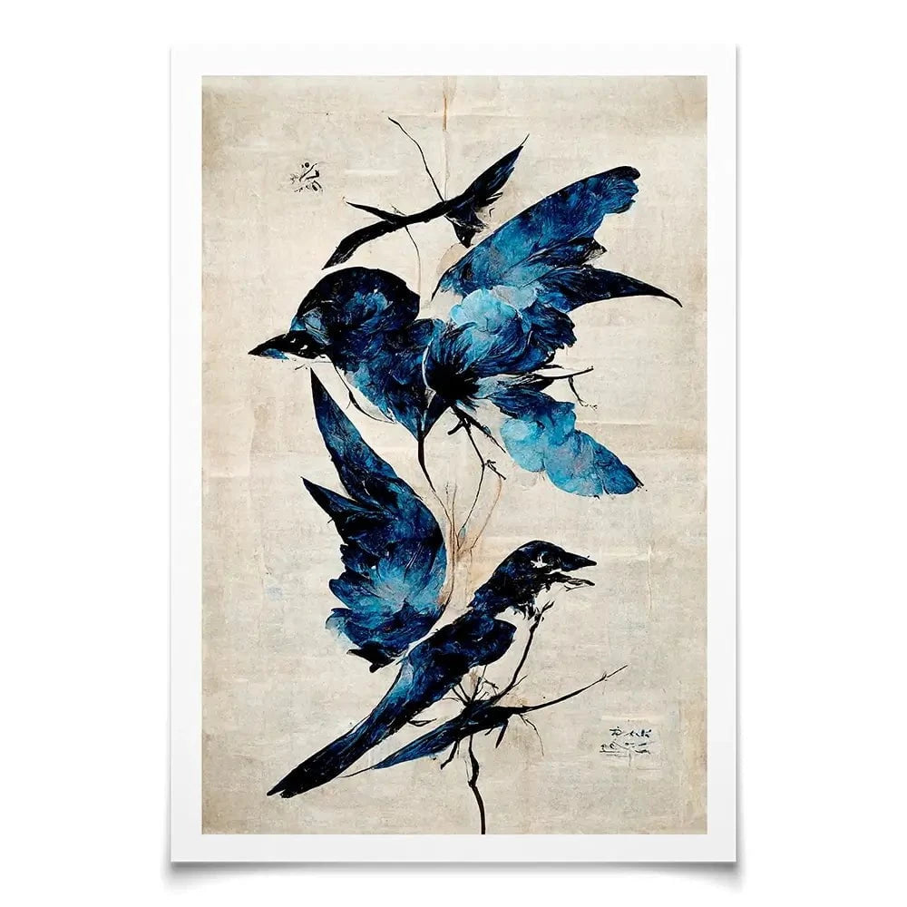 Blue Birds Art Print Blue Birds Art Print wall art product Treechild