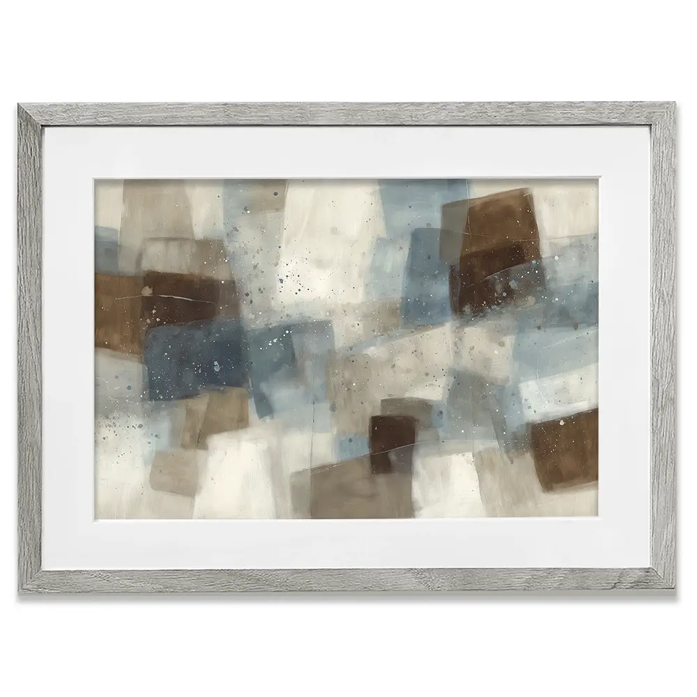 Blue Block Abstract Framed Art Print Blue Block Abstract Framed Art Print wall art product Chromatic Storm Studio