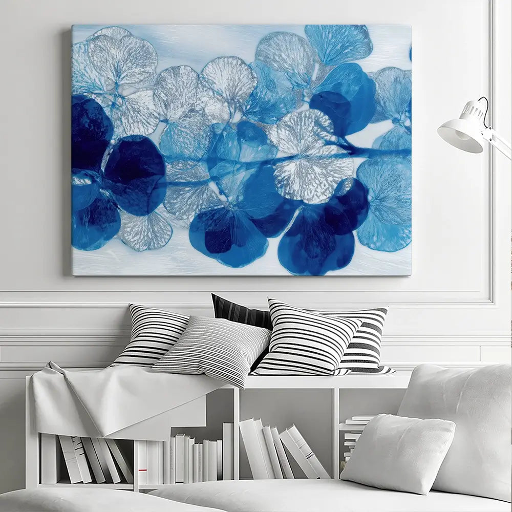 Blue Botanical Pattern Canvas Print Blue Botanical Pattern Canvas Print wall art product Chromatic Storm Studio