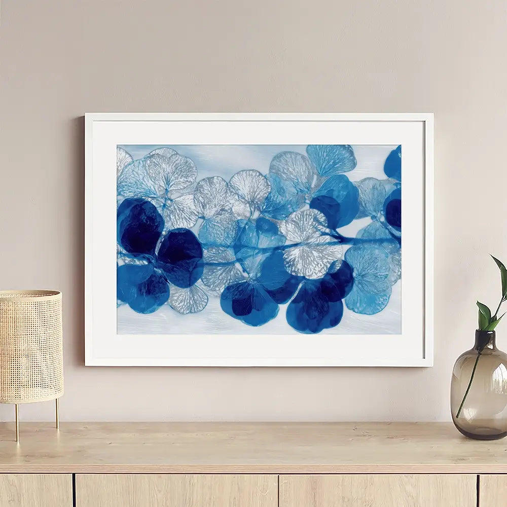 Blue Botanical Pattern Framed Art Print Blue Botanical Pattern Framed Art Print wall art product Chromatic Storm Studio
