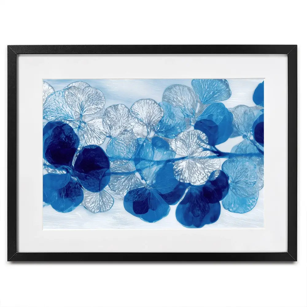 Blue Botanical Pattern Framed Art Print
